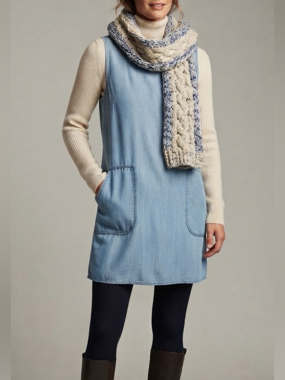Aritzia TNA Light Blue Denim Tunic Top Size S